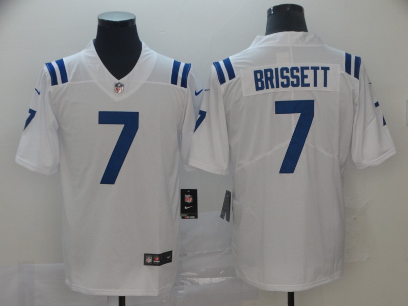Men Nike Indianapolis Colts 7 Brissett 2019 Vapor Untouchable white Inverted Legend Limited Jersey